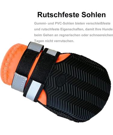 LEEKO Dog Shoes - Waterproof Anti-Slip Dog Boots for Small Dogs | 4-Set Paw Protection with Reflective Straps & Velcro | Ideal for Snow & Rain - Orange - Buy Online on GoSupps.com