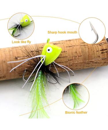 Ghanneey Fly Fishing Poppers Dry Flies Lures - 10pcs Fly Fishing Tying Tools for Bass, Trout, Salmon - Flies Making Accessories for Panfish & Bluegill - Buy Online on GoSupps.com