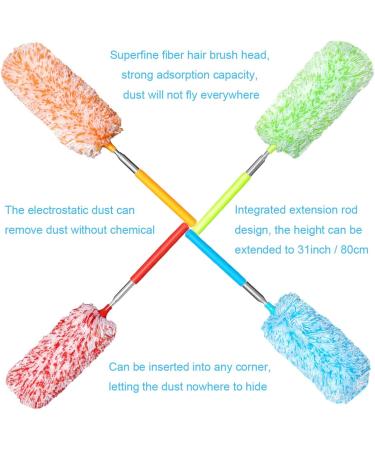 Tonmp 4 Pcs Microfiber Hand Duster Set - Extendable & Washable Dusters for Office, Car, Computer, Air Condition - Microfibre Cleaning Tool - Buy Online on GoSupps.com
