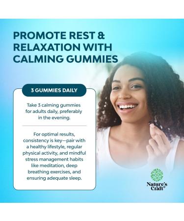 Natures Craft Calming Gummies for Adults with Ashwagandha and Magnesium - Relaxing Stress Gummies with L Theanine 5HTP and Lemon Balm Extract - Adaptogenic Chamomile Extract Vitamin B6 2 Pack 90 Count (Pack of 2) - Buy Online on GoSupps.com