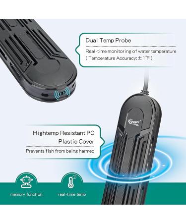 hygger Fully Submersible Aquarium Heater with External Temperature Display Controller Upgraded Double Tubes Quartz Heating Element 800W for 80-190 Gallon Suitable for Marine and Freshwater Tank 800W for 80 190 Gallon - Buy Online on GoSupps.com