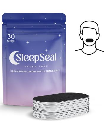 SleepSeal Mouth Tape for Sleeping | 30 Black Strips | Snoring Aid Sleep Tape for Enhanced Nasal Breathing | Strong and Comfortable Hypoallergenic Adhesion Black 30
