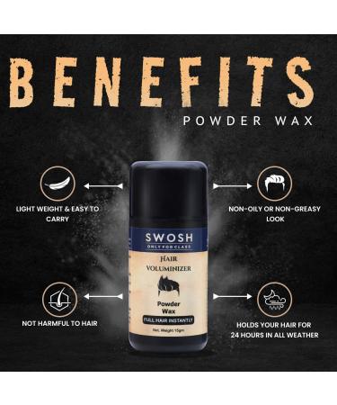 SWOSH Hair Volumizing Powder Wax for Men | 15g | Adds Volume & Texture | Natural Matte Finish | International Shipping - Buy Online on GoSupps.com