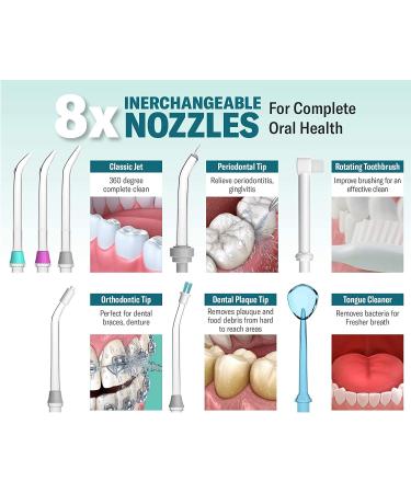 Belmint Water Flosser - Oral Irrigator for Teeth Cleaning with 10 Pressure Settings & 8 Tips - Ideal for Braces & Bridges - 600ml Capacity - Buy Online on GoSupps.com