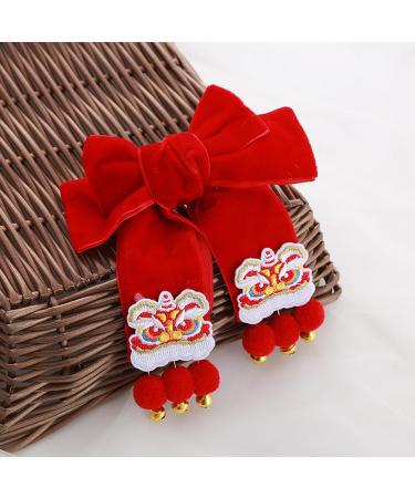 AFBORD Faux Pearl Hair Barrette Double-layeded Bow Clip Women's Exquisite Double-layered Butterfly Bell Star Decor Red Festive New Year Christmas Style E - Buy Online on GoSupps.com