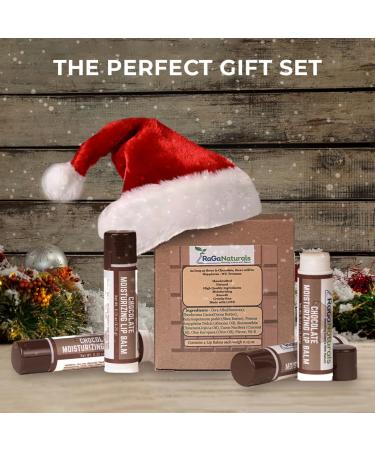 RaGaNaturals Natural Chocolate Lip Balm - Original Beeswax Shea Butter Jojoba Oil Vitamin E - All Day Hydration for Dry & Cracked Lips - Stocking Stuffers & Christmas Gift -Handmade in USA (4 Pack) - Buy Online on GoSupps.com