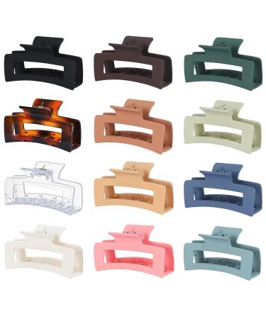 Sisiaipu 3.5 Inch Medium Hair Claw Clips 12 Pcs - Matte Rectangular Hair Clips for Thin Hair - Non-slip Acrylic Banana Jaw Clips Hair Accessories for Women and Girls - Buy Online on GoSupps.com