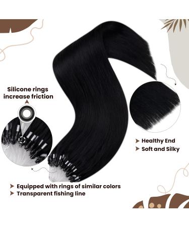 Hetto Microring Extensions - Black Real Remy Hair 50cm 50g Loop Extensions #1 - Premium Quality Hair Growth Solutions - Buy Online on GoSupps.com