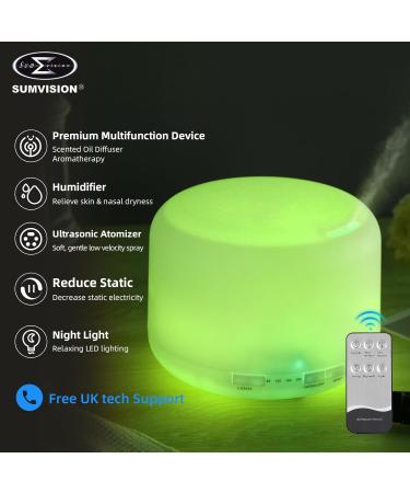 SUMVISION Diffuser Humidifier For Bedroom Electric Diffusers For Home Office 500ml Essential Oil LED Night Remote Control Leak Proof Auto Shutoff Aromatherapy BPA FREE (UK DESIGN FREE UK TECH SUPPORT) White - Buy Online on GoSupps.com