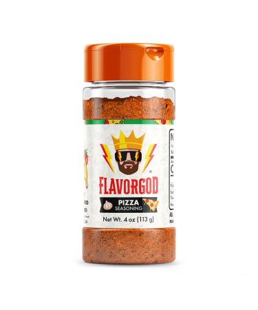 Pizza Seasoning Mix by Flavor God - Premium All Natural & Healthy Spice Blend for Pizza, Ravioli, Pasta & Garlic Bread - Kosher, Low Sodium, Dairy-Free, Vegan & Keto Friendly 4 Ounce (Pack of 1)