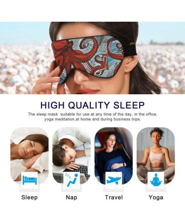 Haskirky Light Blocking Eye Mask - Breathable & Adjustable for Men and Women - Ideal for Travel, Yoga, Meditation, Office Deep Sleep - Wavy Red Octopus Design - Buy Online on GoSupps.com