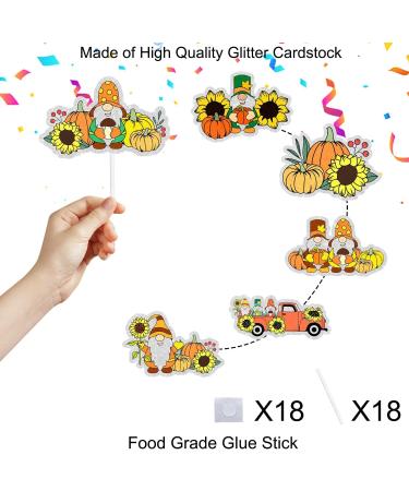 Fall Harvest Festival Party Cake Toppers 18-PC Set - Perfect for Fall Harvest Party Sunflower Pumpkin and Gnome Decorations - SugarGera 04 - Buy Online on GoSupps.com