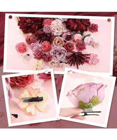 30 Pcs Multicolor Flower Hair Clips for Women - Perfect Hair Accessories for Beach Parties, Weddings & Events - Red Tone Floral Hair Clip Gifts - Buy Online on GoSupps.com