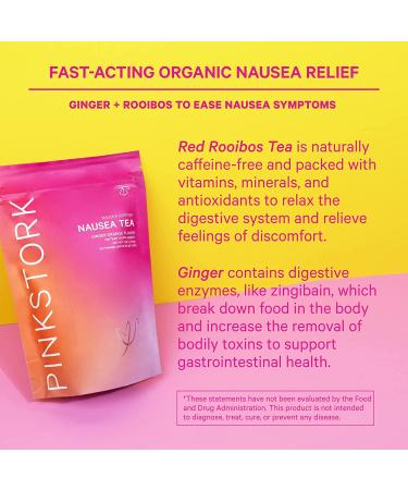 Organic Pink Stork Nausea Tea for Morning Sickness Relief - Prenatal Anti-Nausea Support for Pregnancy - Ginger Orange Blend - 30 Cups - Buy Online on GoSupps.com