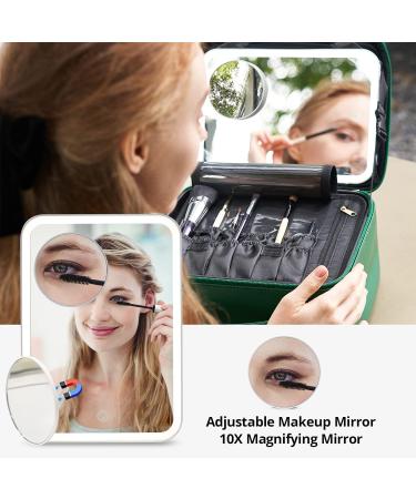 Omobolanle LED Light Makeup Bag with Mirror, Portable Travel Cosmetic Organizer Case - Green - Buy Online on GoSupps.com