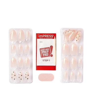 KISS TOM BACHIK x imPRESS Press-On Manicure Nail Kit - Style You Fancy Huh - Medium Almond Neutral Fake Nails with Prep Pad, Mini Nail File, and Cuticle Stick - Buy Online on GoSupps.com