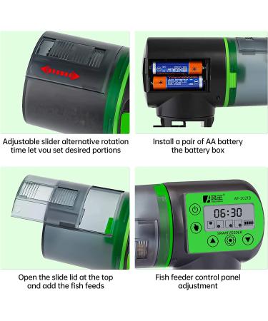 SUNWEN Automatic Fish Feeder with 2 Timer Dispensers - 7oz Auto Fish Food Feeder for Aquarium - Ideal for Vacation - LED Screen Included - Buy Online on GoSupps.com