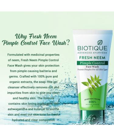 Biotique Advanced Ayurveda Bio Neem Purifying Face Wash 150ml - All Skin Types - Natural Cleansing Solution - Buy Online on GoSupps.com