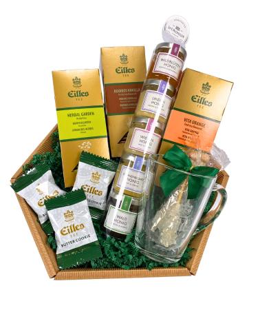 EILLES tea gift basket with tea glass and finest honey