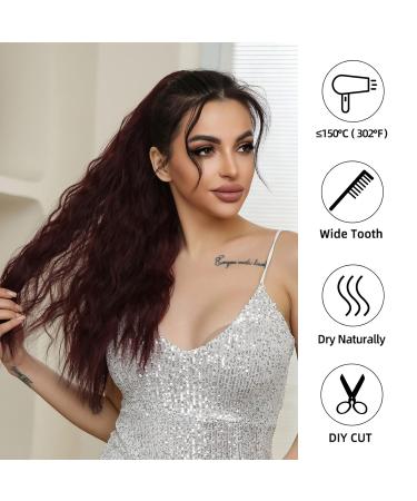 24-Inch Dark Red Ponytail Extension - Velcro Fastener Synthetic Hair Braid for Women | Oefei - Buy Online on GoSupps.com