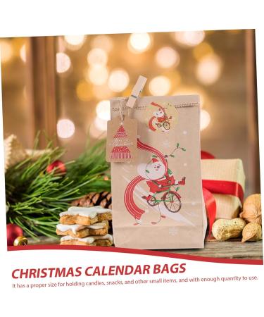 Outanaya 1 Set 24 Christmas Santa Bags Advent Calendar Paper Bags Xmas Bags Rope As Shown 18.00X9.00X1.00CM - Buy Online on GoSupps.com