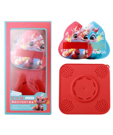 Bexdug Powder Puff for Face Powder - Dragon Pattern Face Powder Puff Makeup Sponges with Storage Box Beauty Makeup Tools for Loose Powder Setting