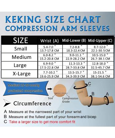 KEKING Lymphedema Compression Arm Sleeves - 15-20mmHg Full Arm Support for Men and Women - Lipedema, Edema, Post-Surgery Recovery - Pain Relief - Beige, Medium (1 Pair) - Buy Online on GoSupps.com