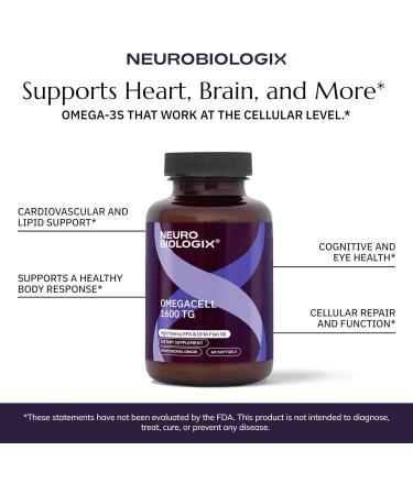 Neurobiologix OmegaCell 1600 TG Omega 3 Fish Oil with EPA & DHA Triglyceride Form for Absorption & Wellness Support Non GMO Omega 3 Supplement for Women and Men Gluten Free 60 Softgels - Buy Online on GoSupps.com