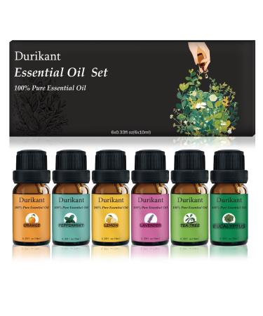 Essential Oil Set 100% Pure Natural 10ml for 6 Pack Tea Tree Oil Eucalyptus Oil Lavender Oil Orange Oil Peppermint Oil Lemon Oil (Basic(6-Pack) 0.33 Fl Oz*6) Basic(6-Pack) 0.33 Fl Oz (Pack of 6)