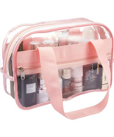 Premium Clear Makeup Cosmetic Toiletry Organizer Bag | Stadium Approved Clear Tote Bag | Mini Clear Purse for Gym, Work, Travel - Pink - Buy Online on GoSupps.com