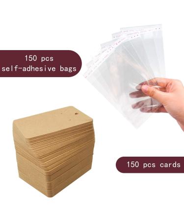 150 Earring Cards with Self-Seal Bags and Kraft Paper Tags - Brown - Buy Online on GoSupps.com