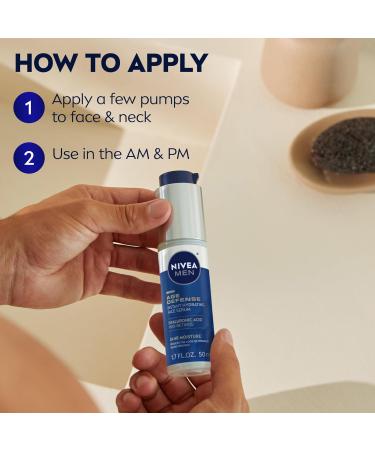 NIVEA MEN Age Defense Instant Hydrating Face Serum for Dry Skin With Pro-Retinol and Hyaluronic Acid Facial Serum Helps Reduce Look of Fine Lines and Wrinkles 1.7 Fl Oz Bottle - Buy Online on GoSupps.com