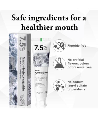 2PCS Hydroxyapatite Toothpaste 7.5 for Enamel Protection Fluoride-Free Toothpaste for Sensitive Teeth Fresh Breath Mild Mint Flavor 4.23 oz - Buy Online on GoSupps.com