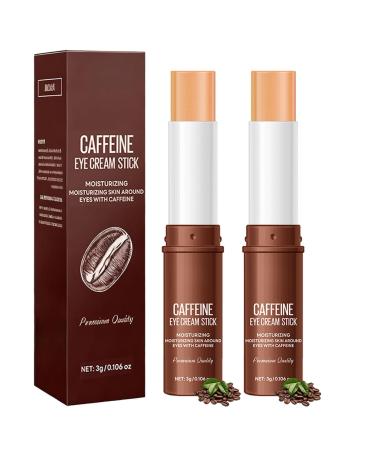 INSEEK 2Pcs Caffeine Eye Balm Stick Anti Aging Caffeine Under Eye Balm Stick for Dark Circles and Puffiness Reduces Wrinkles & Fine Lines Tighten Skin around the Eyes Moisturize Dry and Rough Skin