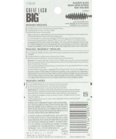 Maybelline Great Lash BIG Washable Mascara Blackest Black - Volumizing 0.34 fl oz - Buy Online on GoSupps.com