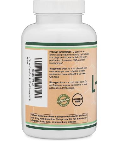 L-Serine Capsules (Third Party Tested) - 2,000mg Servings Used in Clinical Study 180 Count 500mg per Capsule (L Serine Amino Acid for Serotonin Production and Brain Support) by Double Wood - Buy Online on GoSupps.com