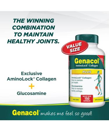 Genacol Glucosamine & Collagen Joint Supplement | Helps Relieve Joint Pain Protects and Maintains Healthy Cartilage |Contains AminoLock Patented Collagen Peptides | GENACOL PLUS 150 Capsules 150 count (Pack of 1) - Buy Online on GoSupps.com