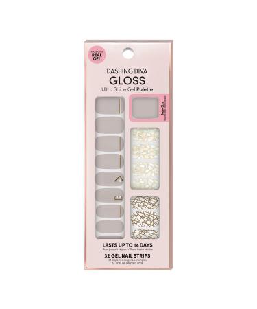 Dashing Diva Gloss Nail Strips - All Lined Up | UV Free  Chip Resistant  Long Lasting Gel Nail Stickers | Contains 32 Nail Wraps  1 Prep Pad  1 Nail File