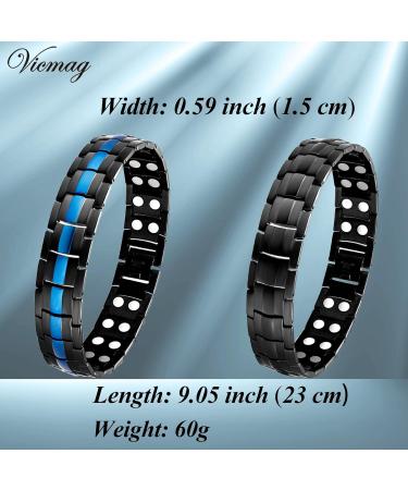 VicMag Men's Magnetic Arm Band - 2PC Ultra Strength Titan Steel Strap with 3500 Gauss Magnets Adjustable Gift Box Included (Blue & Black) - Buy Online on GoSupps.com