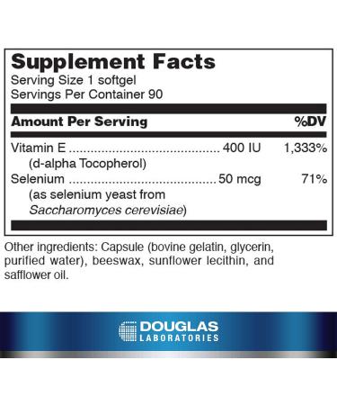 Douglas Laboratories Selenium + Vitamin E | 400 I.U. Vitamin E & 50 mcg Selenium | 90 Softgels - Buy Online on GoSupps.com
