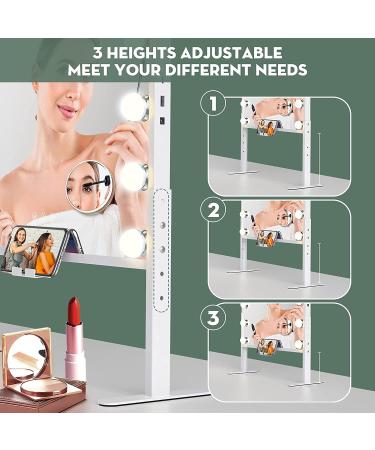 Hollywood Vanity Mirror with Lights - Large 20x16 Inch Lighted Mirror | Adjustable Height, 3 Color Modes, 2 Charge Ports - Buy Online on GoSupps.com