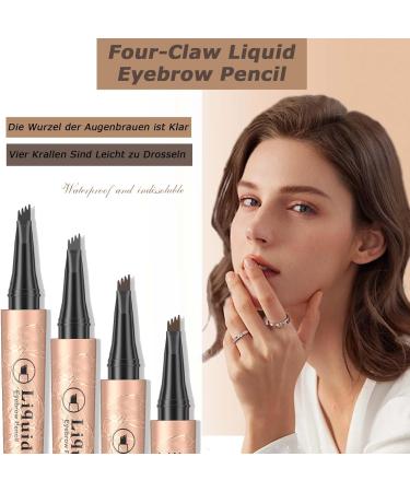 EONFAVE 3D Eyebrow Pencil Waterproof Eyebrow Pen Hair Drawing Microblading Eyebrow Pencil with 4 Fork Tips Long Lasting Define Very Natural Makeup - Buy Online on GoSupps.com