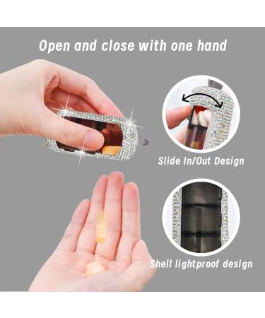 Stylish Bling Pill Organizer - Compact & Travel-Friendly Silver Pill Box for Purse - Sparkling Design Medicine Holder - Buy Online on GoSupps.com