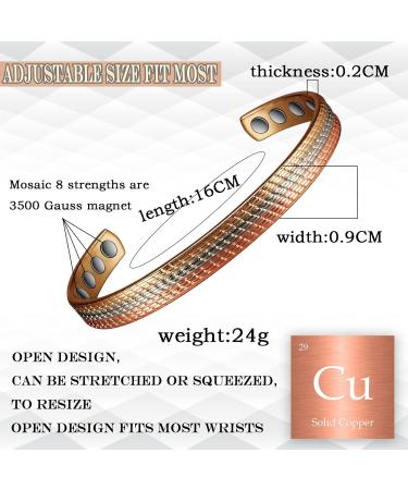 YINOX 16.5cm Tri-color Magnetic Copper Bracelet for Women - 8 Magnet Gift for Wife & Mother - Buy Online on GoSupps.com