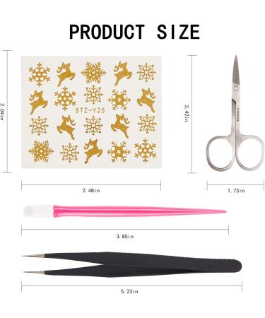 NICENEEDED 15 Sheets Christmas Theme Nail Art Stickers Water Transfer Stickers Nail Art Decals With Tweezer Plastic Cuticle Pusher Scissors For DIY Nail Decoration(Style 3) - Buy Online on GoSupps.com