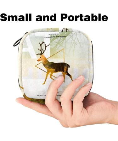 Colorful Palm Leaves & Deer Menstruation Bag - Zippered Napkin & Tampon Organizer for Women & Girls - Buy Online on GoSupps.com