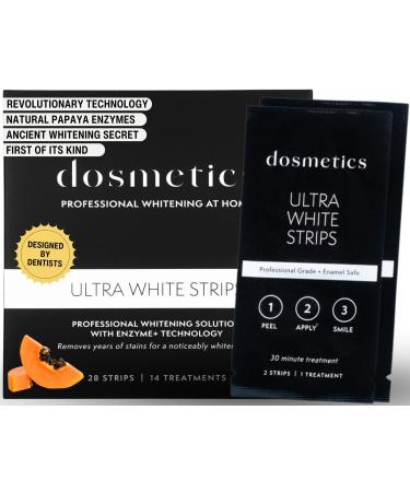 Ultra Teeth Whitening Strips with Papain Papaya 28 Piece Sensitive Teeth Whitening Strips Non Slip Whitener Strips Reduced Sensitivity Whitening Strips Coffee Wine Stains 14 Applications