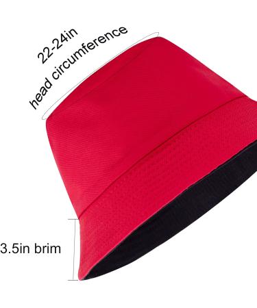 Women's Reversible Black-Red Bucket Hat for Summer | Outdoor Beach Cap - Buy Online on GoSupps.com