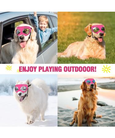 Buy Ownpets Anti-UV Dog Glasses | Windproof Adjustable Sunglasses for Medium & Large Dogs - Pink Frame Silver Lens - Buy Online on GoSupps.com
