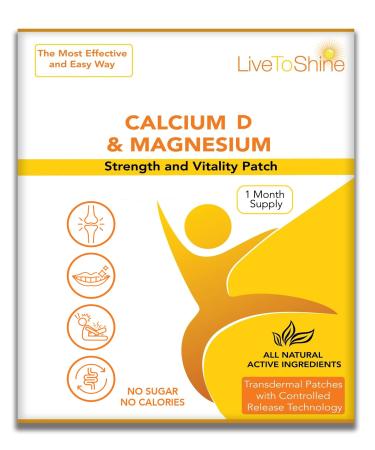 Calcium Magnesium and D Transdermal Patches  18 Patches One Month Supply - USA Made by Live To Shine